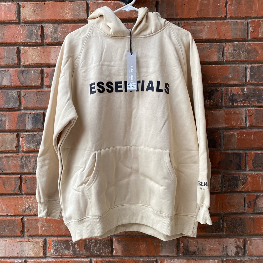 NWT ESSENTIALS Fear of God pullover hoodie in butter cream size XL